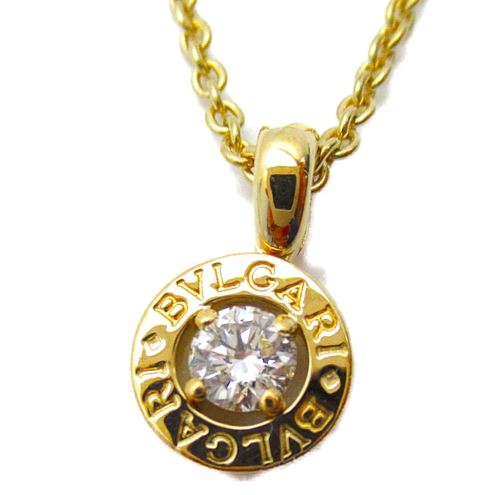 Bvlgari 18k Gold Chain with Bvlgari Diamond Solitare Pendant Necklace